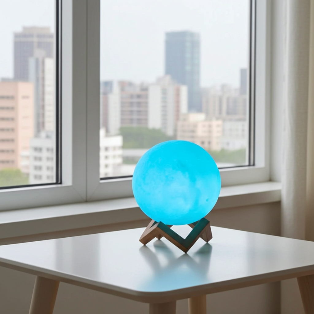 D5 Starry Moon Lamp 8Cm - LED Night Light with Stand, Perfect for Bedroom Decor and Gifts